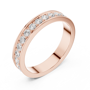 Luxury Channel <b>Set</b> Diamond Band <b>Ring</b> 18K Gold Wedding Band <b>Women</b> Half Eternity <b>Ring</b> Minimalist Fine Jewelry - Product Image 3