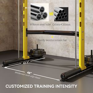 Stazione Multifunzione Gialla Regolabile con Barra per Trazioni e Bilanciere per Sollevamento Pesi e Panca Piana - Product Image 6