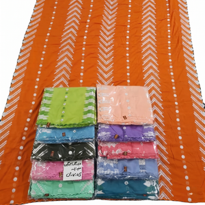 Women Orange Cotton for Voile <b>Shawl</b> with Floral Embroidery Rhinestone Ethnic Scarf Breathable Daily Wear Fashion Wrap - Product Image 6