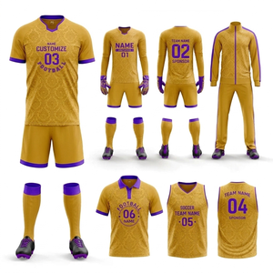 Conjunto de Uniforme de Fútbol Personalizado, Camiseta y Pantalones Cortos, Nombre y Logotipo del Equipo Personalizados, 100% Poliéster, Transpirable, Antibacteriano, para Entrenamiento y Partido - Product Image 3