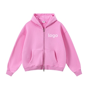 OEM Wholesale Custom Oversized <b>Cropped</b> <b>Zip</b> <b>up</b> <b>Hoodie</b> Vintage Acid Wash Heavyweight Cotton Screen Print French Terry <b>Hoodie</b> - Product Image 1
