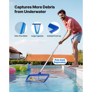 Kit di Pulizia per Piscina con 2 Testine Spazzola Staccabili da 20/5,5 Pollici, 2 Reti per Skimmer e 4 Raccoglifoglie per Piscine Interrate/Fuori Terra - Product Image 3