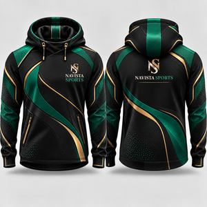 เสื้อสเวตเชิ้ตมีฮู้ดผู้ชาย Navista Sports แบบซิปครึ่งตัว สีดำแดงลายทาง ดีไซน์สปอร์ต ทรงปกติ เหมาะสำหรับใส่ในฤดูใบไม้ร่วง - Product Image 4