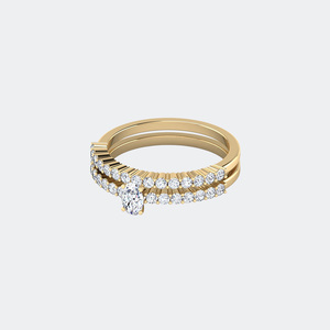 แหวนทรงโอวัล 0.85 กะรัต ประดับเพชรเม็ดเดี่ยว แถวฝังเพชรสองแถว - Product Image 4
