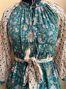 Robe longue maxi décontractée à col en V et manches longues, imprimé floral 100 % coton, collection 2026, prix usine - Product Image 2