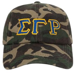 หมวกแก๊ป Sigma Gamma Rho ลายพราง หมวกสมาคมนักศึกษากรีก SGRho หมวกเบสบอลลายพรางแบบปรับได้ หมวกลำลองสำหรับกิจกรรมกลางแจ้ง ปักลายกรีก - Product Image 1