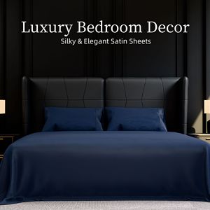 Set di Biancheria da Letto Queen in Microfibra Spazzolata, 4 Pezzi, Facile da Curare, Resistente al Restringimento e allo Sbiadimento, Blu Navy, Lenzuolo e Federe - Product Image 4