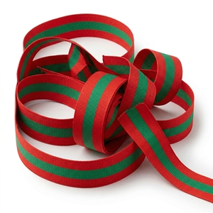 นีลคามัล อินดัสทรีส์ ขายส่งริบบิ้นโกรเกรนลายทางสีแดงเขียว สำหรับห่อของขวัญ ทำโบว์ติดผม ตกแต่งเหรียญรางวัลในงานเทศกาล - Product Image 2