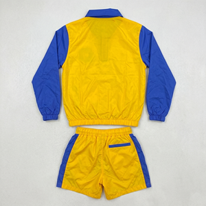 Custom <b>Men</b> <b>Summer</b> Casual Windbreaker Shorts Set Yellow Blue 2 Piece Tracksuit Varsity Quarter Zip Pullover <b>Jackets</b> Lightweight - Product Image 3