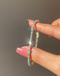 Pulsera de tenis de moissanita de corte redondo chapada en rodio, moderna, con eslabones de cadena, para regalo, bodas y fiestas - Product Image 3