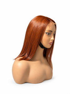 Wholesale Copper Auburn Straight Human Hair French Lace Front <b>Wig</b> HD Lace 100% Density <b>Long</b> Length Small for Women Custom Color - Product Image 2