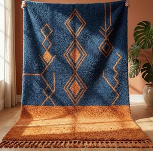 Alfombra de Lana Beni Ourain Marroquí Anudada a Mano – Alfombra Boho Geométrica Bereber Hecha a Mano, Tamaño Personalizado, Venta al Por Mayor - Product Image 3