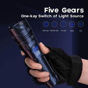 CITICITY Source Factory Powerful <b>Rechargeable</b> Aluminum 30W Tactical <b>LED</b> Flashlight High Quality Zoomable Torches for Camping - Product Image 3