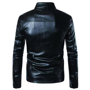Veste en cuir véritable noire pour homme sur mesure, veste de travail à quatre poches, manteau en cuir d'agneau véritable, coupe ajustée, vêtements décontractés OEM - Product Image 3