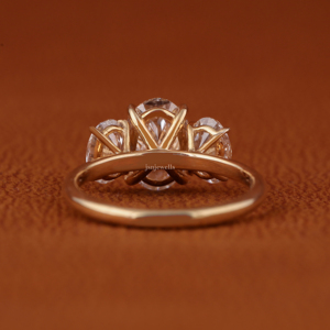 Oval Cut Lab Grown Diamond Engagement Ring Three Stone 14k <b>Solid</b> Gold CVD Diamond Wedding Ring IGI Certified - Product Image 2