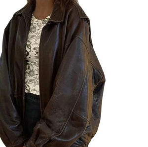 Blouson en cuir premium pour femme, tricoté, respirant, coupe-vent, écologique, blousons en cuir surdimensionnés - Product Image 2