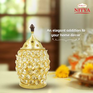 Lámpara de aceite de cristal Nitya Brass Akhand Brahmand para mesa, portavelas y linternas de tamaño mediano para templo Pooja - Product Image 2