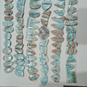 Paires de cabochons ovales en aragonite bleue naturelle certifiée de haute qualité, polis à la main, 20-45 mm, légers, pour la création de bijoux - Product Image 1