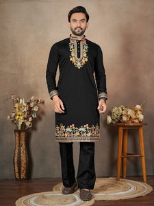 Traditional Embroidery & Sequence Work Silk Straight <b>Kurta</b> Set for Wedding Party & Diwali - Product Image 3