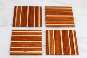 Handmade Natural Wood Round Modern Eco-Friendly Durable Reusable Coasters - Product Image 3