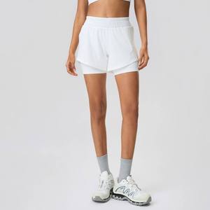 Women's Sports 2-in-1 Shorts Nylon Spandex Soft Running Shorts Two Layers Breathable Quick Dry Custom logo Solid Gym Shorts - Product Image 4