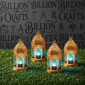 Lanterne en métal marocaine faite à la main, décoration islamique pour la maison, porte-bougie, collection de cadeaux pour Ramadan et Eid - Product Image 4