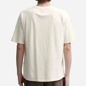 Camiseta Casual de Algodón para Hombre, Color Crema, Manga Corta, Cuello Redondo, Corte Regular, Diseño Sólido, Tejido de Punto Teñido - Product Image 6