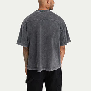 T-shirts tricotés à épaules tombantes pour hommes, haute qualité, impression par transfert thermique, personnalisables, 100 % coton vierge, OEM ODM, respirants - Product Image 2