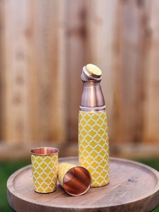 ILAHI's Hammered Copper Eco-Friendly 500ml <b>Water</b> <b>Bottle</b> Lid Classic Design Travel & Outdoor Use Uttar Pradesh Model ICOMCB-13266 - Product Image 3