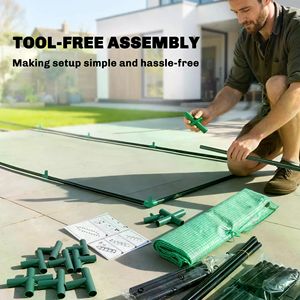 Modern Garden Bed with Mini <b>Greenhouse</b> Pop-up Steel <b>Plastic</b> Frame Polycarbonate PVC Polythene Panels for Home Backyard Use - Product Image 2