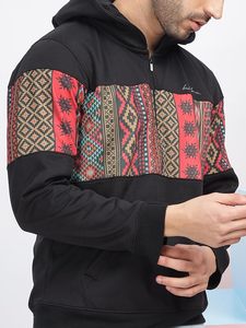 Sudadera con Capucha y Cierre de Cremallera para Hombre Buhman, Estampado Geométrico, Manga Larga, Informal, para Otoño, con Bolsillos Laterales - Product Image 1
