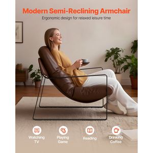 Poltrona Moderna in Pelle PU con Braccioli Imbottiti, Morbida Imbottitura in Schiuma, Telaio in Metallo Robusto, Sfoderabile per Soggiorno - Product Image 2