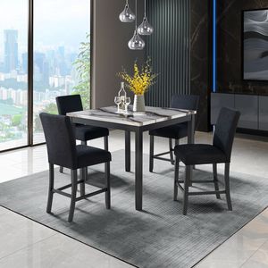 LEONCIA <b>Bar</b> Furniture Sets Elegant <b>Bar</b> Table and 4 <b>Stools</b> for <b>Comfortable</b> Entertaining - Product Image 1
