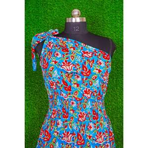 Vestido de Fiesta Sexy de Algodón con Estampado Floral Bohemio de un Solo Hombro para Mujer, Ideal para Damas de Honor, Venta al por Mayor - Product Image 2