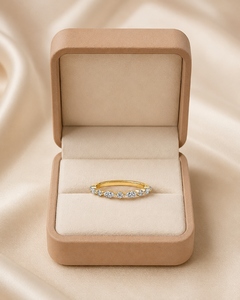 แหวนแต่งงานผู้หญิงทองคำขาว 14K ประดับเพชรโมอิสซาไนต์ทรงกลมสลับกับทรงมาร์คีส์ ดีไซน์เรียบหรู ขายส่ง - Product Image 4