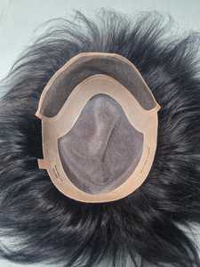 Natural Black Indian Remy <b>Hair</b> Natural Wave Lace Front Toupee Cap with Scalp Coverage for Men - Product Image 5