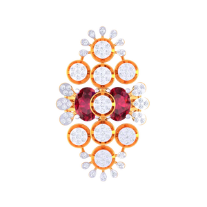 Anillo de Cóctel Grande con Racimo Floral de Diamantes y Rubíes en Oro de Lujo para Mujer, Regalo de Joyería para Boda - Product Image 5