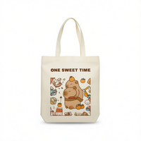 Capibara Canvas-Tragetasche 32x36cm Wiederverwendbare Einkaufstasche für Damen mit Niedlichem Tiermotiv-Design
