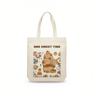 Borsa Tote in Tela Capibara 32x36cm, Borsa Riutilizzabile da Donna con Stampa di Animali Carini - Product Image 1