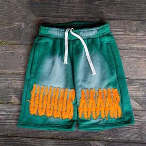 Pantalones cortos personalizados con logotipo de parche bordado de verano lavados con piedra, pantalones cortos desgastados Vintage para correr lavados con ácido - Product Image 2