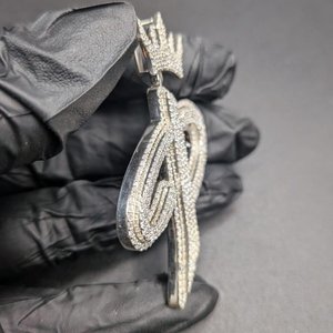 Colgante Personalizado con Letra P y Corona, Plata 925, Moissanita, Estilo Hip Hop, Unisex, Regalo, Joyería - Product Image 4