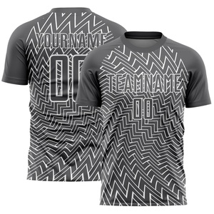 Conjunto de Camiseta de Fútbol Geométrica Negra Personalizada, Impresión Sublimada, Cuello Redondo, Manga Corta, Absorbe la Humedad, Uniforme de Equipo Unisex para Adultos - Product Image 2