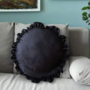 Butterfly Black Vintage 45cm Throw <b>Pillow</b> with Lotus Leaf Edge Decorative Cushion for <b>Sofa</b> Bed Living Room Home Decor - Product Image 2
