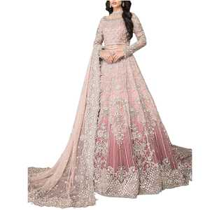 Elegant Pink Embroidered Lehenga Choli Floor-Length Traditional Indian Pakistani Wedding <b>Dress</b> Women Formal Evening Wear - Product Image 4