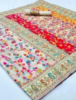 K V INTERNATIONAL Saree Kanjivaram traditionnel imprimé en coton pur, sans plis, séchage rapide, réversible, idéal pour les fêtes estivales