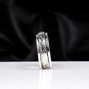 Wholesale 925 Silver Flower Pattern <b>Spinner</b> Antique Style Relieving Stress Band Jewelry Factory Custom Manufacturer <b>Ring</b> - Product Image 6