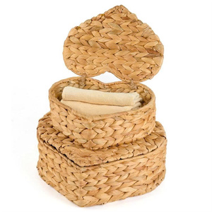 Heart Shaped Natural Wicker Basket Organizer Decorative <b>Boxes</b> Woven Wicker Storage Basket - Product Image 1