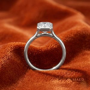 Luxury <b>Emerald</b> Cut <b>Ring</b> for Women Sterling <b>Silver</b> Bezel Set Wedding Anniversary Engagement Jewelry Elegant Gift USA - Product Image 5