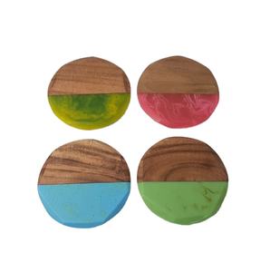 Natural Wood and Resin <b>Coaster</b> <b>Set</b> of 4 High Quality Wooden <b>Coaster</b> <b>Set</b> for Drinks for Home Office From Indian Manufacturer - Product Image 1