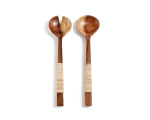 ที่ตักสลัดหวายดีไซน์สวยที่สุด ที่ตักสลัดไม้พร้อมด้ามจับหวาย อุปกรณ์ตักสลัด ที่ตักสลัด ราคาขายส่งจากโรงงาน - Product Image 1